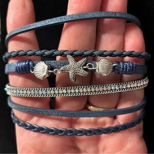One size dark blue magnetic clasp shell bracelet